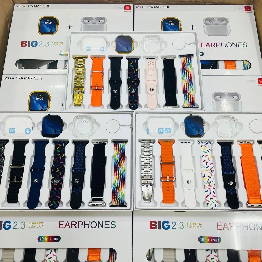 i20 Ultra 2 Smart Watch - max suit 10 in 1 set with Earbuds